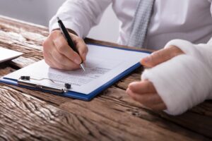 Injured worker filing for injury claim.