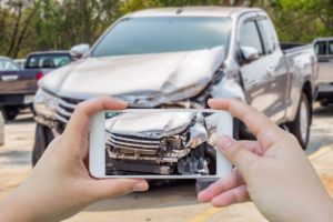 car accident photo using a phone