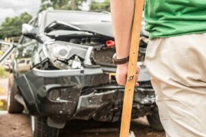 Generic compact car damaged in a rollover accident. 